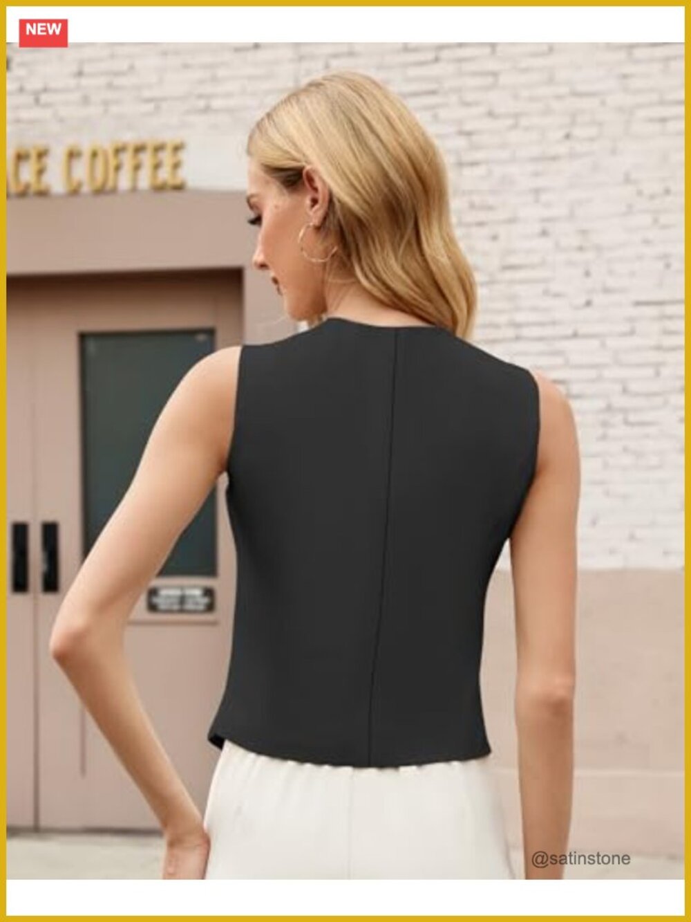 Sleeveless V Neck Button Down Summer Vest Business Casual Fitted Waistcoat - Picture 5 of 6